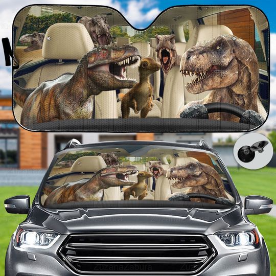 Tyrannosaurus Car Sun Shade, Funny Dinosaur Sunshade, Dinosaur Auto Sun Shade