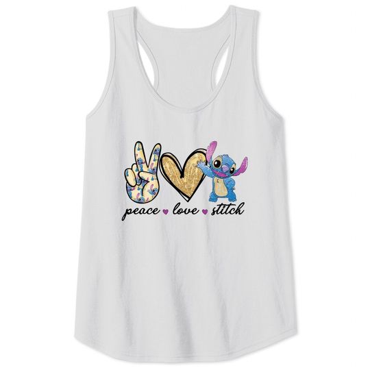 Peace Love Stitch Tank Tops, Stitch Tank Tops, Disney Tank Tops, Gift For Her, Lilo And Stitch Tank Tops, Disneyworld Tank Tops