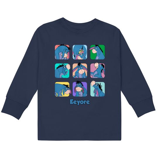 Disney Eeyore Moods Kids Long Sleeve T-Shirts, Eeyore Portrait Winnie The Pooh Characters Kids Long Sleeve T-Shirts