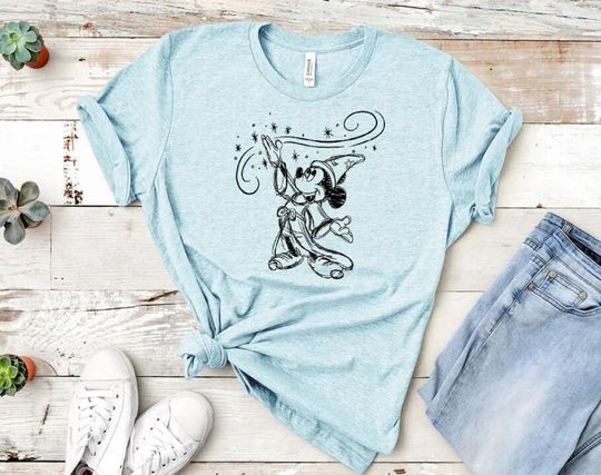Sketched Sorcerer Mickey Shirt, Matching Disney Shirt, Classic Mickey Shirt