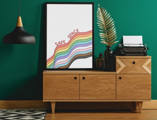 Discover Safe Space Poster Wall Art Subtle Gift for LGBTQ Gay Lesbian Bi Transgender Pride