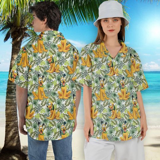 Disney Pluto Shirt, Pluto Hawaiian Short, Pluto Summer Hawaiian Shirt, Disneyland Beach Hawaii Shirt