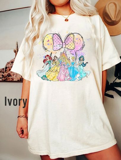 Comfort Color Watercolor Disney Princess Shirt, Retro Disney Princess Shirt