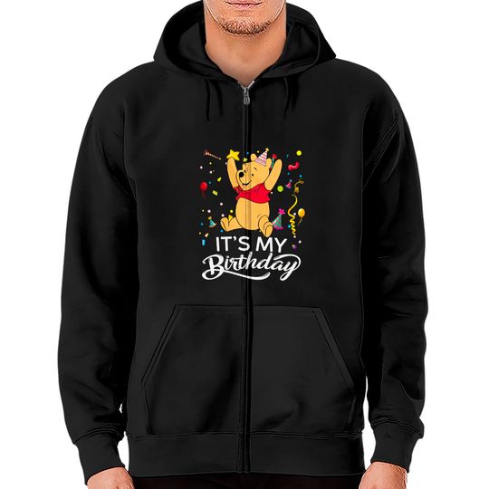 Disney Winnie The Pooh Cute Pooh It's My Birthday Zip Hoodies