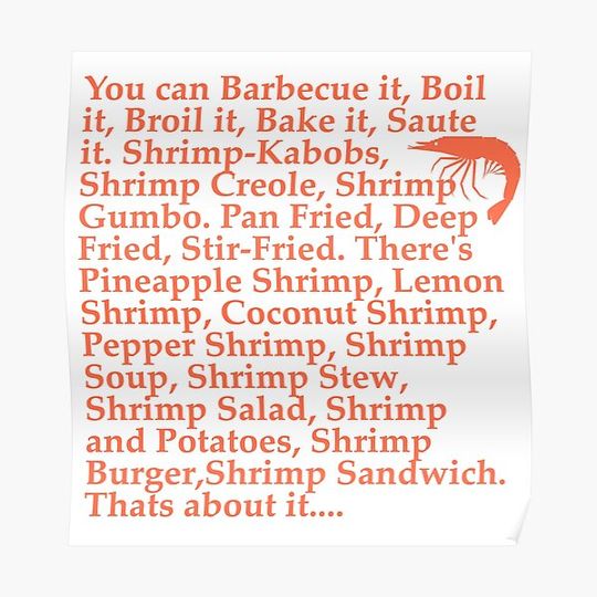 Forrest Gump Shrimp Quote Premium Matte Vertical Poster