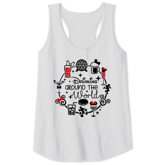 Drinking Around The World Disney Tank Tops, Funny Disney Tank Tops, Disney Family Tank Tops