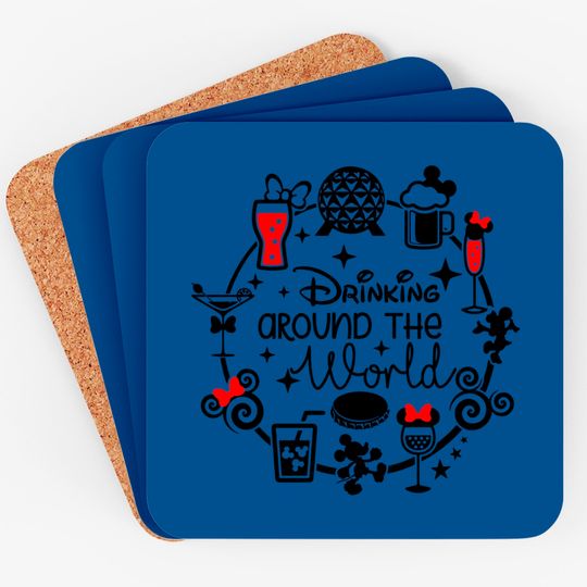 Drinking Around The World Disney Coasters, Funny Disney Coasters, Disney Family Coasters