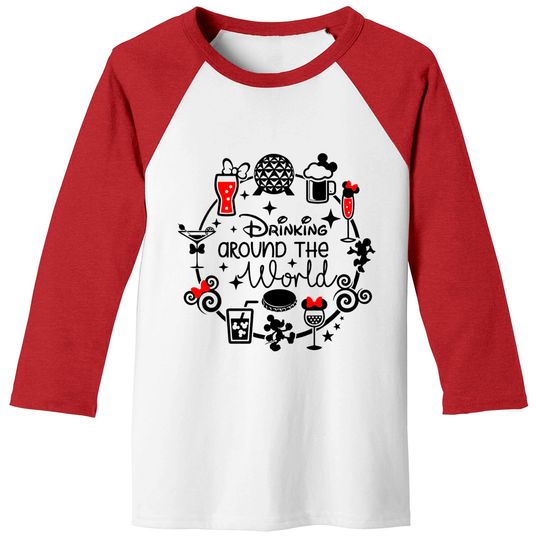 Drinking Around The World Disney Baseball Tees, Funny Disney Baseball Tees, Disney Family Baseball Tees