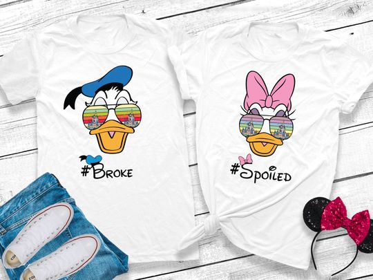 Matching Shirts Donald Duck and Daisy Shirts, Disney Trip Couple shirts, Donald And Daisy Broke and Spoiled matching shirts