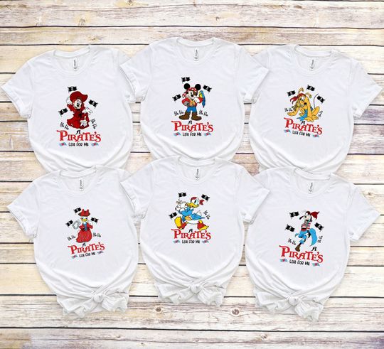 Disney Characters Pirate Shirt, Yo Ho A Pirate's Life For Me Minnie Mickey Daisy Donald Goofy Pluto Family Matching Shirt