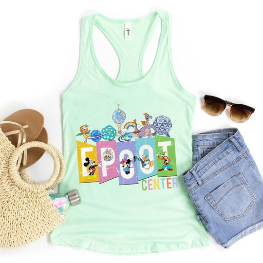 Disney Epcot Center Tank, Vintage Disney Epcot Tank, Retro Disney Tank, Mickey And Friend Tank