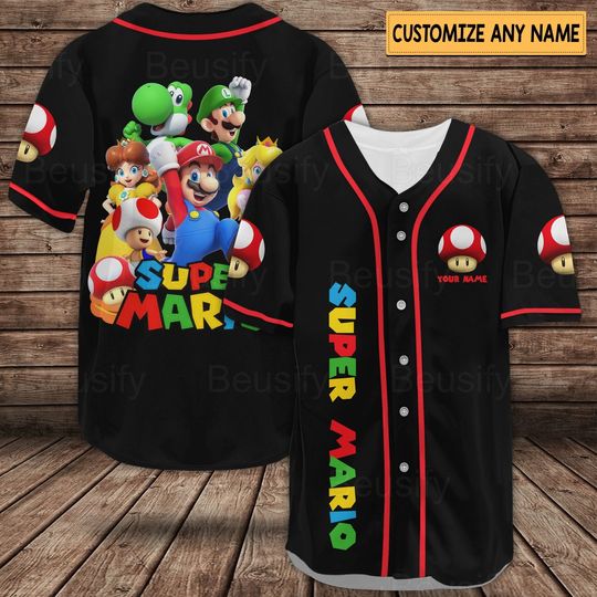 Super Mario Baseball Jersey, Mario Shirt, Mario Jersey Shirts, Game Day Shirts