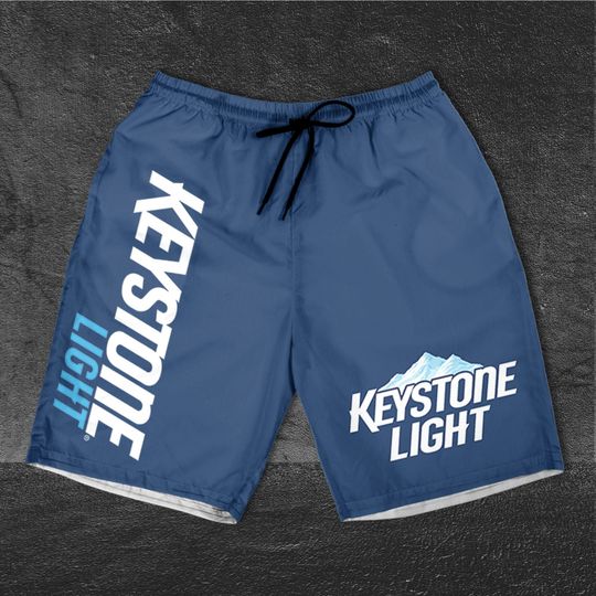 Keystone Light Blue Beer Shorts, Beach Shorts, Keystone Light Shorts F