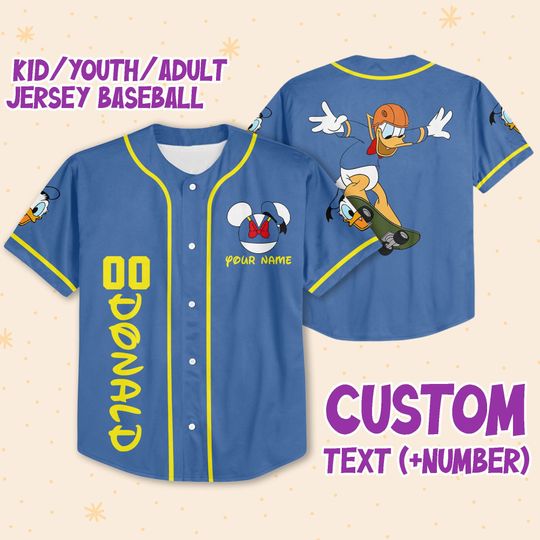 Personalize Donald Skateboard Baseball Jersey For Fans Disney