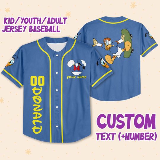 Personalize Donald Skateboard Funny Baseball Jersey For Fans Disney