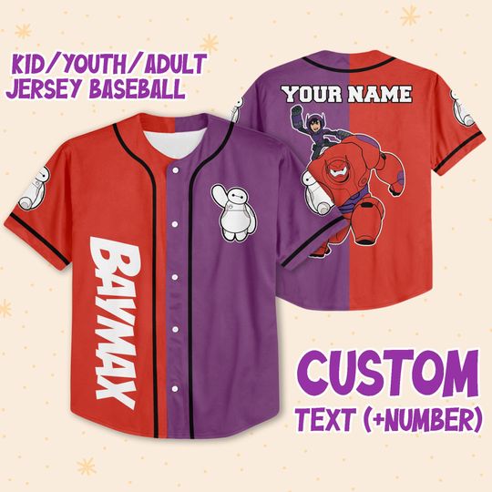 Personalize baymax vs Hiro Baseball Jersey For Fans Disney