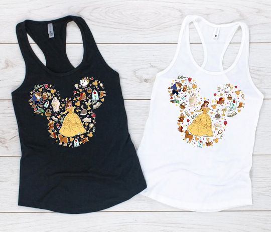 Disney Belle Tank, Disney Princess Tank, Princess Tank, Belle Princess Tank, Mickey Ears Tank