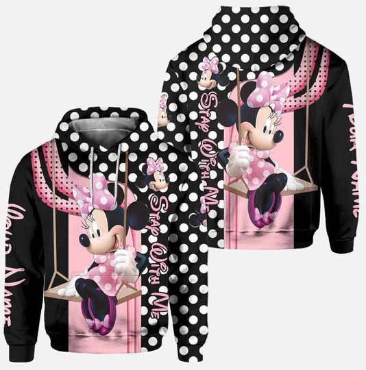 Personalized Minnie Mouse Pullover Hoodie, Custom Disney Minnie Shirt, Disney Minnie Hoodie