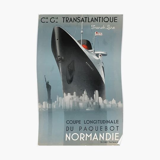 Vintage Ocean Liner Poster Normandie Premium Matte Vertical Poster