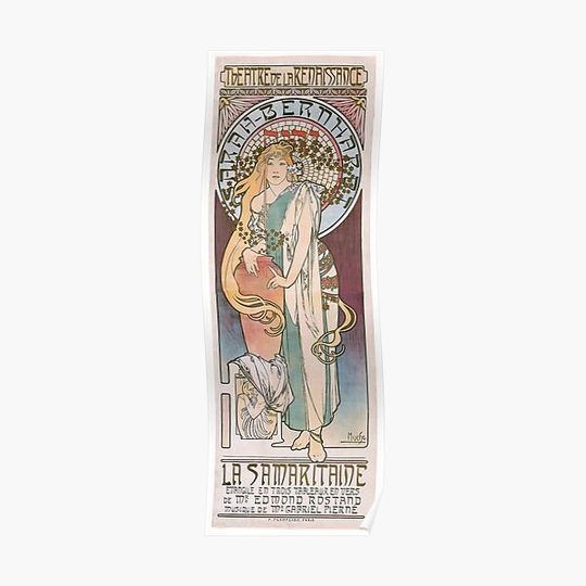 Discover La Samaritaine  -Alphonse Mucha -Art Nouveau Mucha -Art Nouveau - Vintage Alphonse Woman Nouveau Premium Matte Vertical Poster