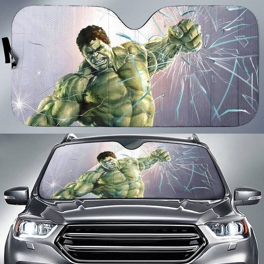 Hulk Broken Car Sun Shade, Funny Hulk Cartoon Character Auto Sun Visor