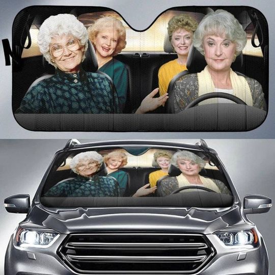 Discover The Golden Girl Driving On Car Sun Shade, Funny TV Show Character