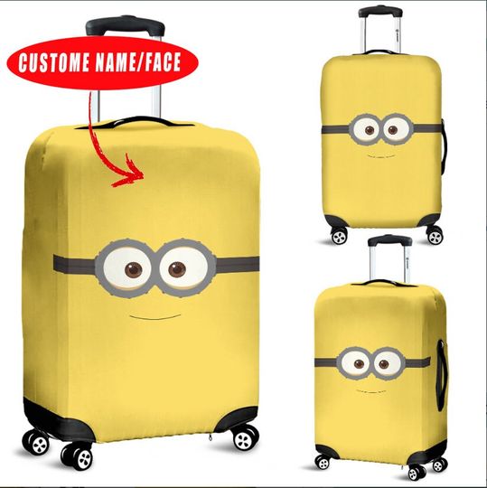 Discover Personalized Minions Luggage Cover,Personalized Name Luggage Cover,Minions Travel Luggage