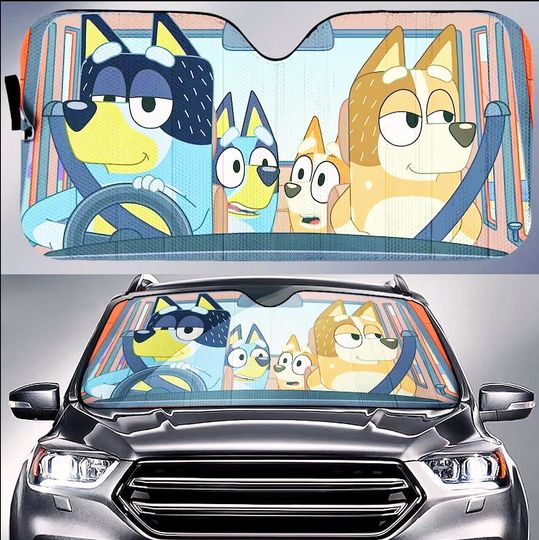 BlueyDad Auto Sunshade Car, Cartoon Auto Sunshade