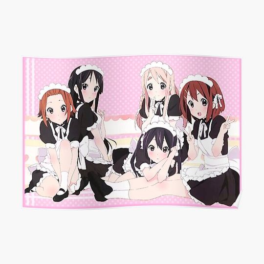 Sweet Pink K-on! Maid Print Premium Matte Vertical Poster