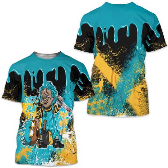 Chucky Chuckie Child's Play Unisex Sneaker Shirt Match 2023 Retro Aqua 5s Tee