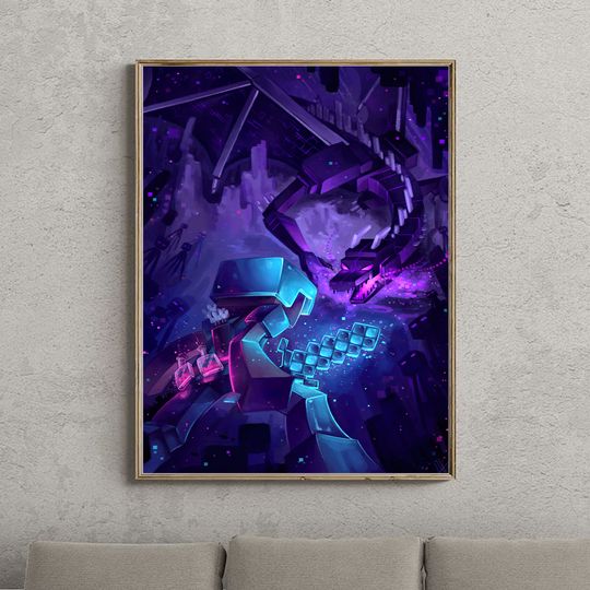 Discover Minecraft Epic Enderdragon Battle Art Poster Premium Matte Vertical Poster