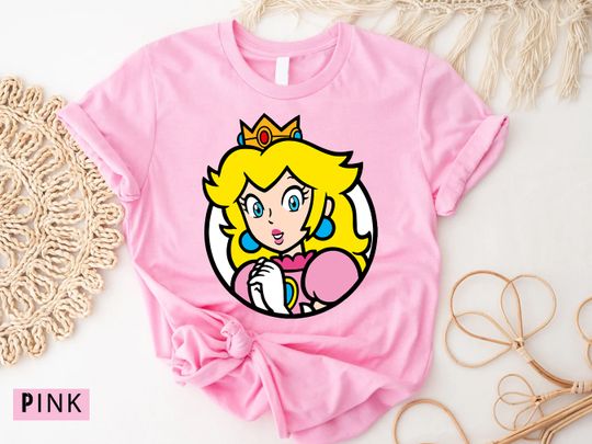 Princess Peach Tshirt, Princess Peach Nintento World Shirt, Super Mario Shirt