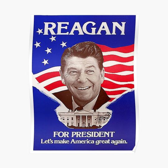 Discover Reagan Bush '84 Retro Logo Red White Blue Election Ronald George 1984 84 Premium Matte Vertical Poster