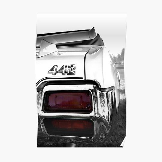 Discover 1971 Oldsmobile 442 detail - High Contrast Premium Matte Vertical Poster