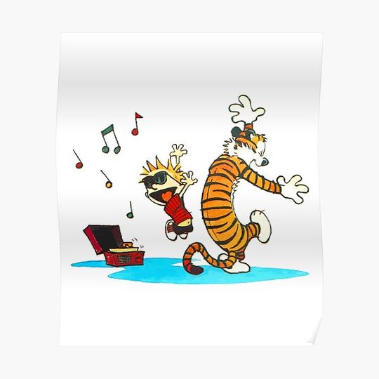 Calvin And Hobbes Happy Dance Premium Matte Vertical Poster