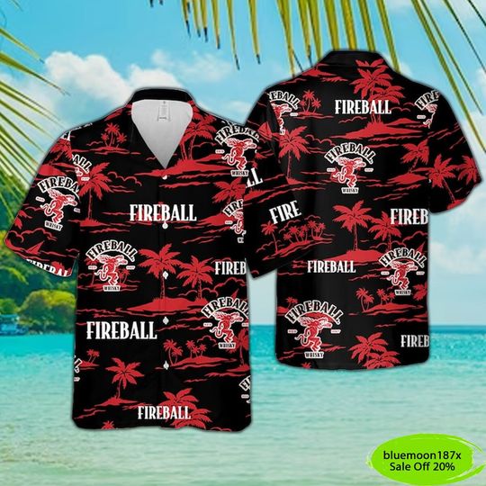 Fireball Hawaiian Shirt, Fireball Summer Hawaiian Shirt, Fireball Hawaiian Shirt For Men, Fireball Hawaiian Beach Shirt, Gift For Dad
