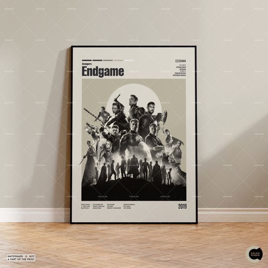 Avenger Endgame, Marvel, Robert Downey Jr., Retro Modern Movie Poster