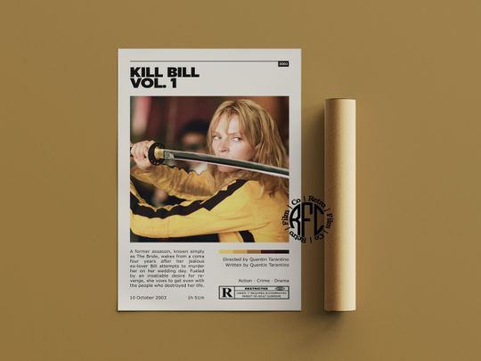 Kill Bill Vol 1 Retro Vintage Poster | Minimalist Movie Poster