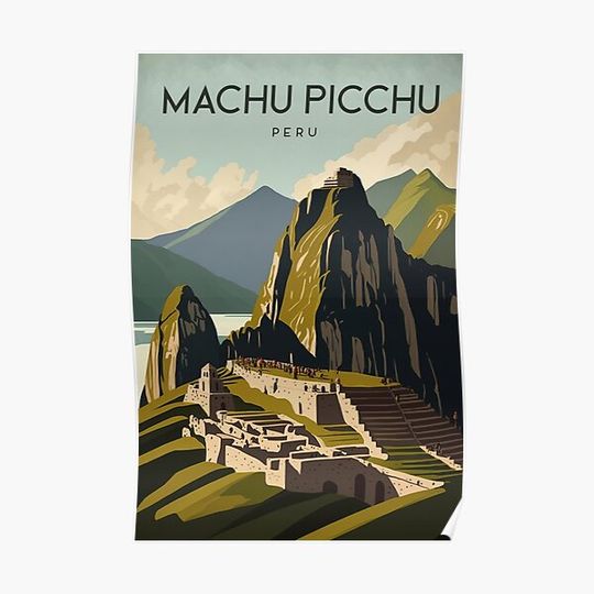 Machu Picchu Peru Travel Poster Premium Matte Vertical Poster