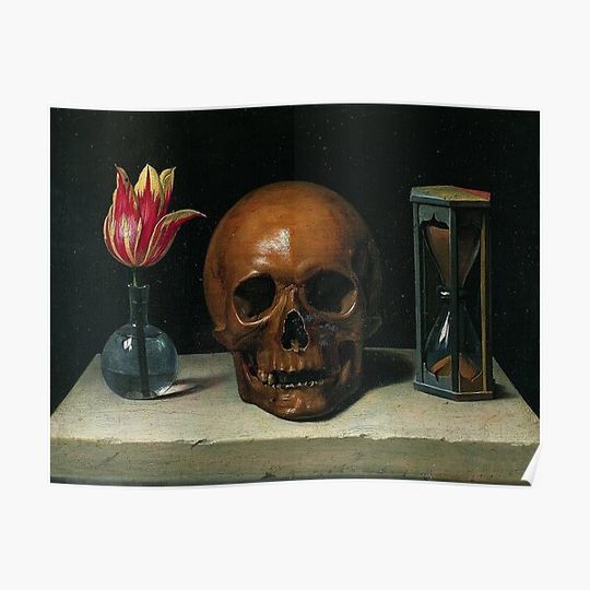 Discover Memento Mori Stoic Still Life with a Skull by Philippe de Champaigne Premium Matte Vertical Poster