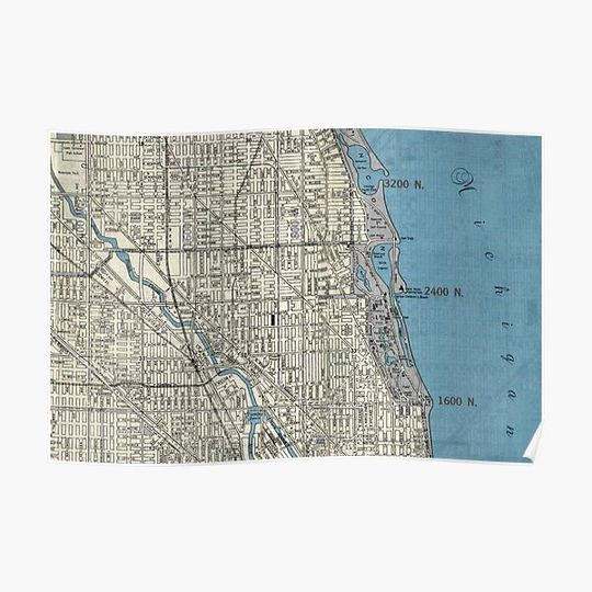 Discover Vintage Chicago Lincoln Park Map Premium Matte Vertical Poster