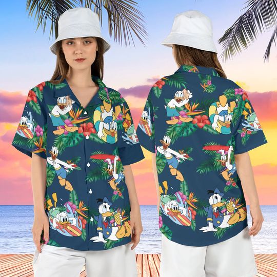 Tropical Donald Duck Hawaiian Shirt, Disneyland Trip Hawaii Shirt