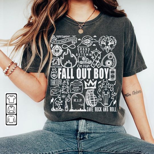 Fall Out Boy Doodle Art Shirt, Vintage Fall Out Boy Lyrics Merch Tee