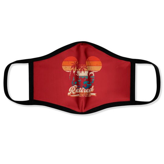 Disney Retirement Face Masks , Mickey Retirement Face Masks, Retro Sunset Retired 2023 Mickey and Friends Face Masks