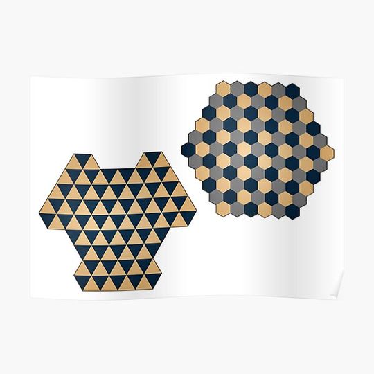 Triangular and Hexagonal Three Player Chess Boards Premium Matte Vertical Poster