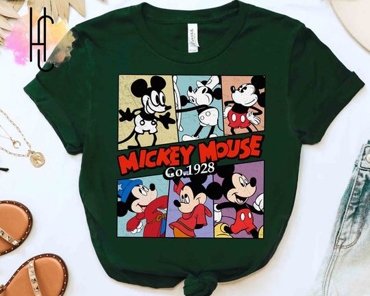 Vintage Disney Mickey Mouse Classic Pose Co. 1928 Retro Shirt, Magic Kingdom Disneyland Family Vacation Holiday Gift