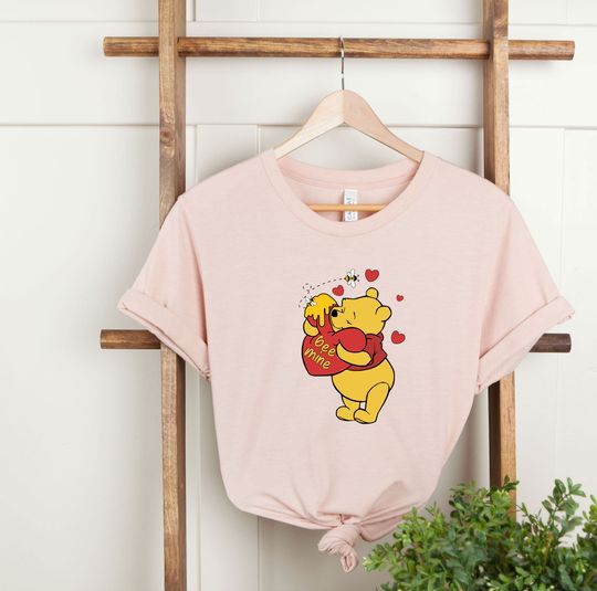 Cute Pooh Bee Mine Love Heart Shirt, Winnie The Pooh Tee, Disney Valentine's Day Shirt, Disneyland Couple Matching Trip