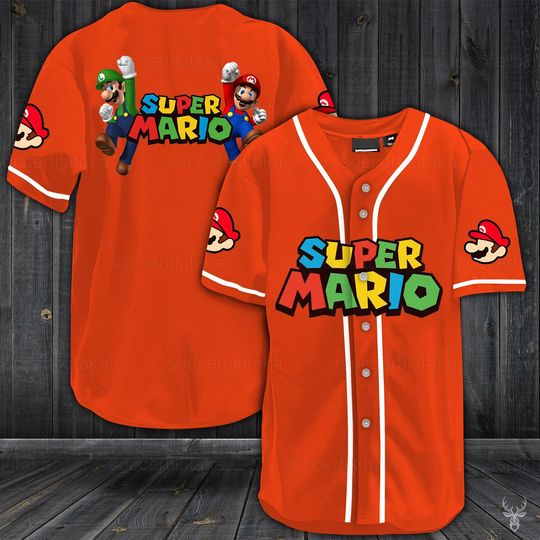 Super Mario Shirt, Super Mario Baseball Jersey, Super Mario Jersey Shirt