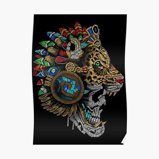 jaguar warrior mexico aztec of stitch Premium Matte Vertical Poster