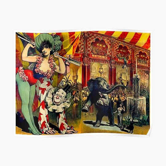 Discover CIRCUS : Vintage 1890 Circus Advertising Print Premium Matte Vertical Poster